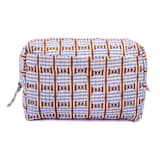 "Striped Circles Blockprint Travel Pouch in Brown and Blue - Large" - Makeup Bag in blue by Inner Child