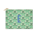 "Custom Flat Zip Pouch - Betsy Green Single Initial" - Makeup Bag in green by Clairebella