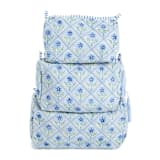 "Mona Blockprint Makeup Bag in Blue - Medium" - Makeup Bag in blue by Michelle Pham