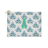 "Custom Flat Zip Pouch - Betsy Blue Single Initial" - Makeup Bag in blue by Clairebella