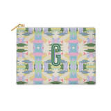 "Custom Flat Zip Pouch - Mila Lilac Single Initial" - Makeup Bag in multicolor by Clairebella