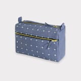 "Medium Cross-Stitch Toiletry Bag - Slate" - Makeup Bag in blue by Anchal