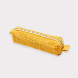 "Small Grid-Stitch Toiletry Bag - Mustard" - Makeup Bag in yellow by Anchal