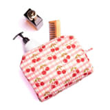 "Cherry Makeup Bag in Red Gingham Blockprint - Large" - Makeup Bag in red by Michelle Pham