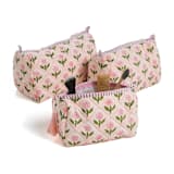 "Mona Blockprint Makeup Bag in Pink - Medium" - Makeup Bag in pink by Michelle Pham