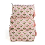 "Mona Blockprint Makeup Bag in Pink - Medium" - Makeup Bag in pink by Michelle Pham