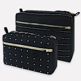 "Large Pin-Stitch Toiletry Bag - Charcoal" - Makeup Bag in black by Anchal