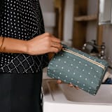 "Medium Cross-Stitch Toiletry Bag - Spruce" - Makeup Bag in green by Anchal