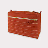 "Large Pin-Stitch Toiletry Bag - Rust" - Makeup Bag in red by Anchal