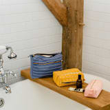 "Large Pin-Stitch Toiletry Bag - Rust" - Makeup Bag in red by Anchal