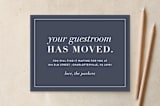 "New Guestroom" - Moving Announcements in Denim by Amy Kross - Front