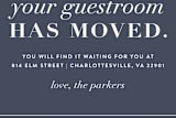 "New Guestroom" - Moving Announcements in Denim by Amy Kross - Close-Up