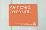 "We've Moved. Come Visit." - Moving Announcements in Orange Dream by Amanda Larsen Design - Front