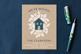 "Floral House" - Moving Announcements in Midnight by Katharine Watson - Front
