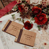 "His and Her Burgundy  Wedding Vow Books | Cherry Wood | 4” x 5” | Set of 2" - Wedding Vow Books in purple by Katrina Mejia