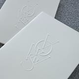"Luxe Embossed Unisex Vow Books, Set of Two Light Cream - Blank Paper" - Wedding Vow Books in natural by Eva Tadros
