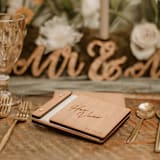 "Couple’s Wedding Vow Book Set | Cherry Wood | 4" x 5" | Set of 2" - Wedding Vow Books in brown by Katrina Mejia