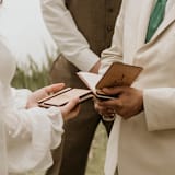 "Couple’s Wedding Vow Book Set | Cherry Wood | 4" x 5" | Set of 2" - Wedding Vow Books in brown by Katrina Mejia
