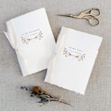 "Floral Boquet Vow Books - Set of 2" - Wedding Vow Books in beige by Jen Simpson