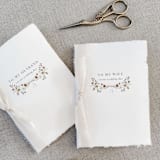 "Floral Boquet Vow Books - Set of 2" - Wedding Vow Books in beige by Jen Simpson