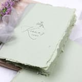"Custom Green Deckled Vow Book |  Set of 2 | Size 6x4.125" - Wedding Vow Books in green by Clove and Cedar Design