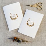 "Floral Wreath  Handmade Paper Vow Book Set Of Two" - Wedding Vow Books in white by Jen Simpson