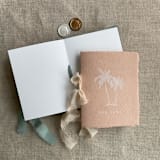 "Double palm tree tropical wedding vow books | SET of 2 books | includes 1 her vows and 1 his vows" - Wedding Vow Books in green by Ivory Invitations