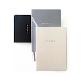 "Linen Wedding Vows Book | Gold Foil on Charcoal Grey Linen" - Wedding Vow Books in gray by Jessica Cunningham