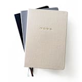 "Linen Wedding Vows Book | Gold Foil on Charcoal Grey Linen" - Wedding Vow Books in gray by Jessica Cunningham