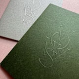 "Green & Squall Grey Vow Books Set of Two, Unisex Wedding Vow Books_ Blank Paper" - Wedding Vow Books in green by Eva Tadros