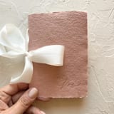"HIS & HERS Vow Books | letterpressed with silk ribbon - terracotta" - Wedding Vow Books in beige by Cara Jo Knapp