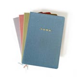 "Linen Wedding Vow Book | Gold Foil on Rose Pink Linen" - Wedding Vow Books in pink by Jessica Cunningham