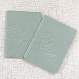 "Debossed Print Vow Books - Set of 2 - Sage Green" - Wedding Vow Books in green by Orchid Studio