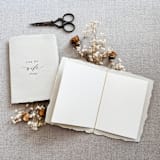 "For My Husband / Wife Vow Book Set - Grey tonal with thread" - Wedding Vow Books in gray by Jen Simpson