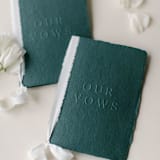 "Embossed Wedding Vow Books, Set of Two, Green" - Wedding Vow Books in green by Studio Lavender