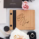 "Elegant Wedding Vow Books | Cherry Wood | 4 x 5 | Set of 2" - Wedding Vow Books in black by Katrina Mejia