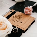 "Elegant Wedding Vow Books | Cherry Wood | 4 x 5 | Set of 2" - Wedding Vow Books in black by Katrina Mejia