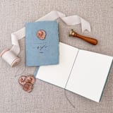 "Wax seal His and Hers Vow Book Set - Blue and Rose Gold" - Wedding Vow Books in blue by Jen Simpson