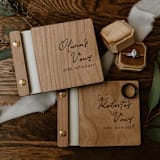 "Personalized Promises Wedding Vow Book Set | Cherry Wood | Set of 2" - Wedding Vow Books in brown by Katrina Mejia