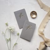 "Gray Gold Foilpress Wedding Vowbooks-His and Her" - Wedding Vow Books in gray by Ruth Jahja-Daro