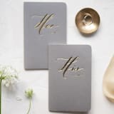 "Gray Gold Foilpress Wedding Vowbooks-His and Her" - Wedding Vow Books in gray by Ruth Jahja-Daro
