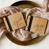 "Romantic Wedding Vow Books | Cherry Wood | 4” x 5” | Set of 2" - Wedding Vow Books in black by Katrina Mejia