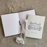"Villa wedding vow books blue and cream | SET of 2 books | includes 1 her vows and 1 his vows" - Wedding Vow Books in blue by Ivory Invitations