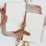 "Beige Floral Monogram Vow Book | Set of 2 | Size 6x4.125" - Wedding Vow Books in beige by Clove and Cedar Design