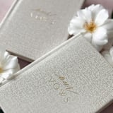 "Neutral Vow Books Set of Two - Our Vows" - Wedding Vow Books in beige by Barbara Gregory