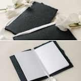 "'Our Vows' Embossed Wedding Vow Books, Set of Two, Black" - Wedding Vow Books in black by Studio Lavender