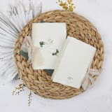 "Tropical Monstera Leaf Vow Book | Set of 2 | Size 6x4.125" - Wedding Vow Books in purple by Clove and Cedar Design