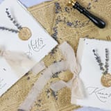 "Custom Name Vow Books With Lavender | Set of 2 | Size 6x4.125" - Wedding Vow Books in multicolor by Clove and Cedar Design