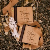 "Fall Wedding Vow Books | Cherry Wood | 4” x 5” | Set of 2" - Wedding Vow Books in red by Katrina Mejia
