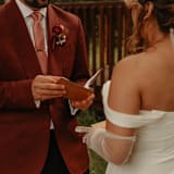 "Fall Wedding Vow Books | Cherry Wood | 4” x 5” | Set of 2" - Wedding Vow Books in red by Katrina Mejia